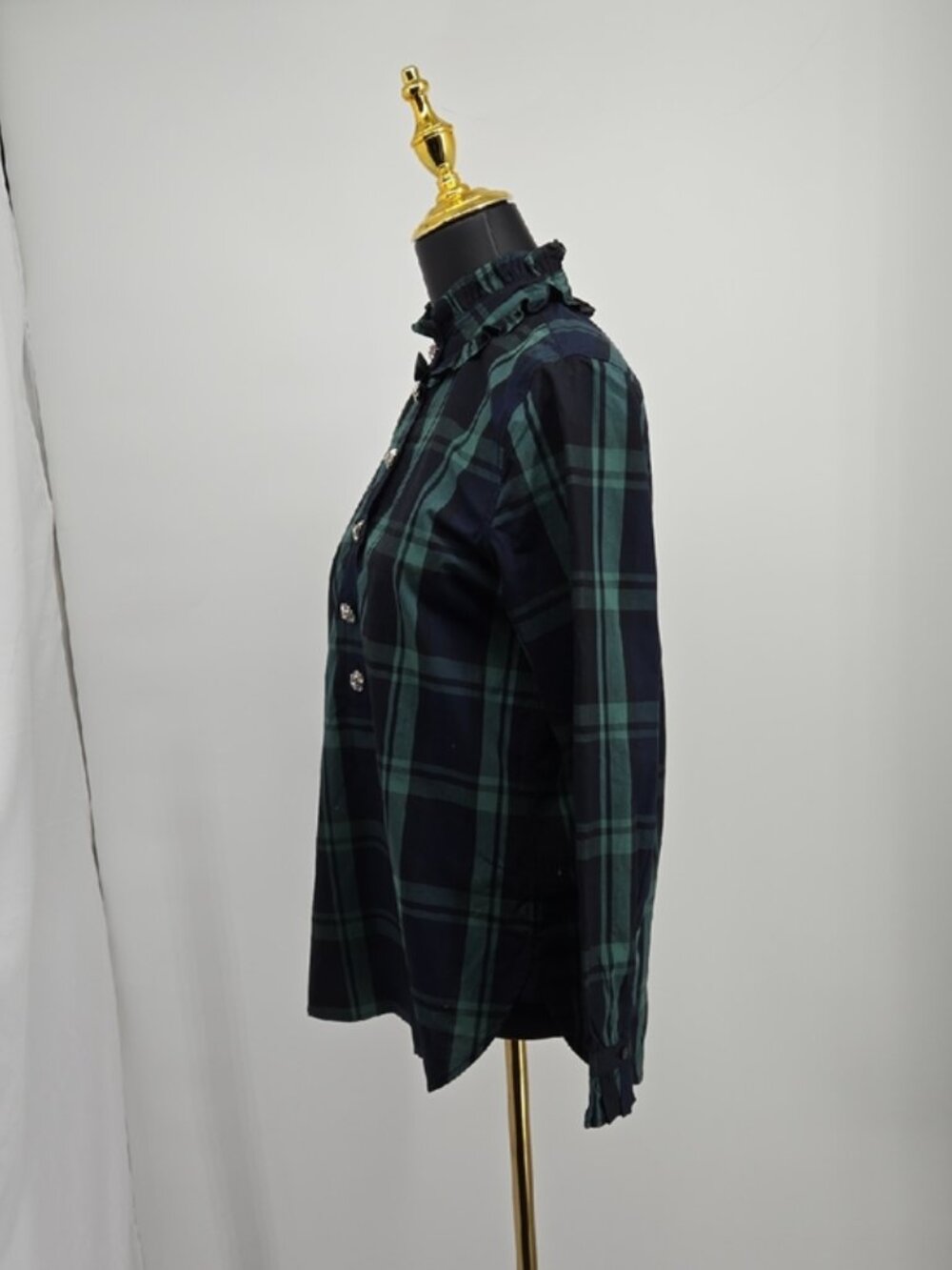 J.Crew Tartan Ruffleneck Blouse Size 2 - Picture 7 of 10